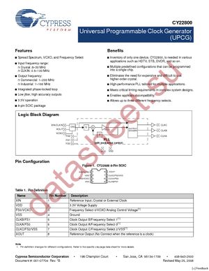 CY22800FXC datasheet  